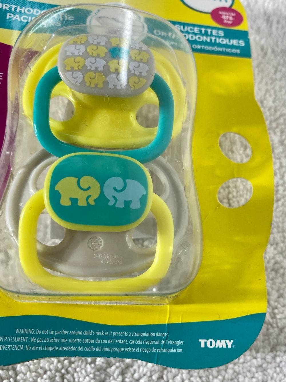 5/$35 The First Years Orthodontic Pacifiers 3-6 Months Elephant 2 Pack NEW - Picture 4 of 12